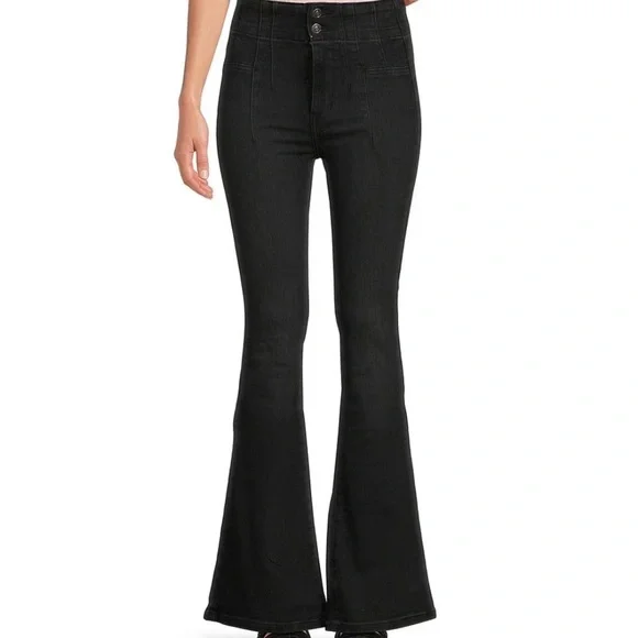 We the free, flare high rise jeans, Black, Onyx,Stretch denim, flared, Size 29 - Picture 2 of 9